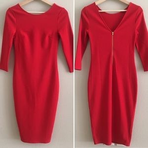 Express 3/4 sleeve midi dress — Red